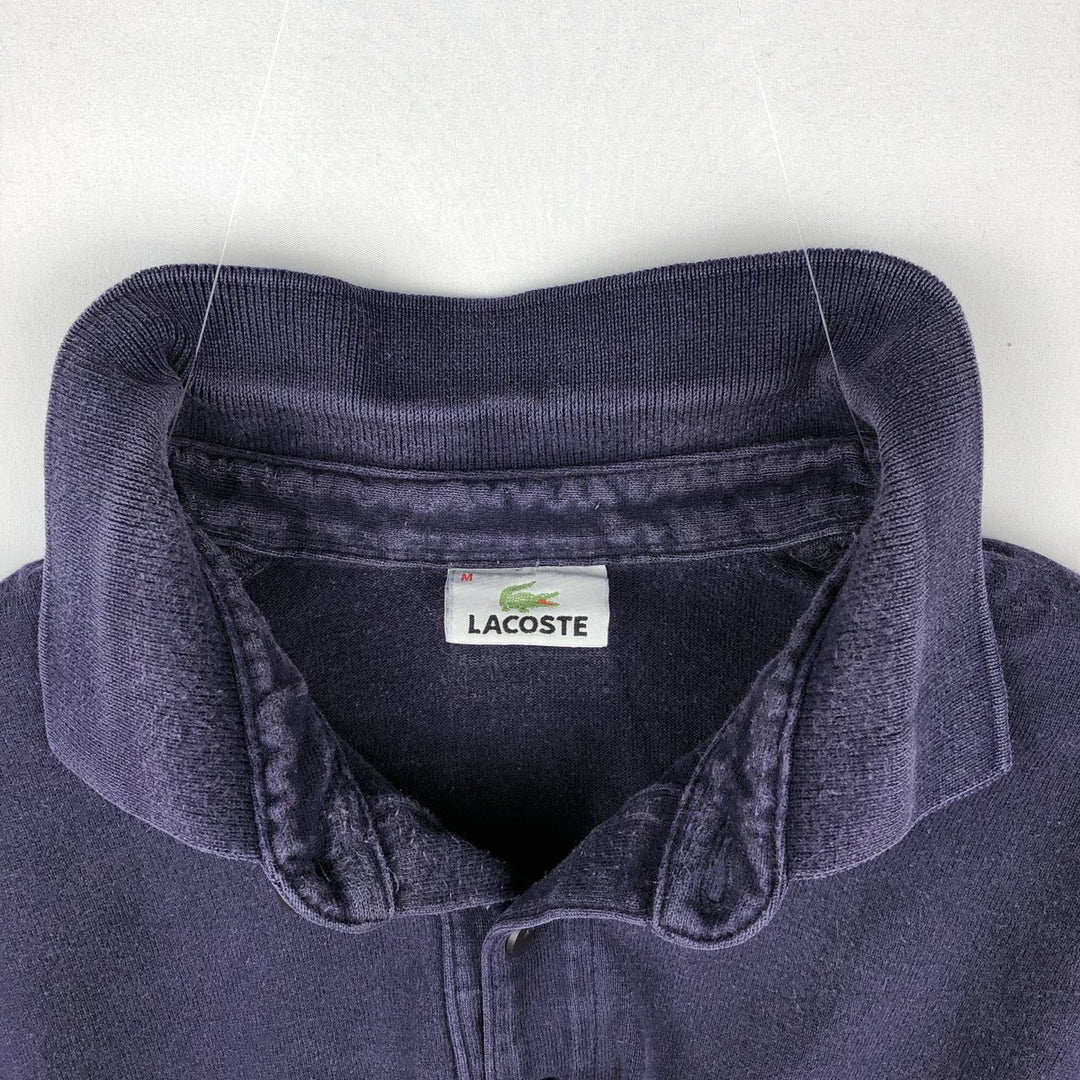 Lacoste striped long-sleeved polo shirt, men's size M (approx.) cotton navy blue type Vintage Second Hand