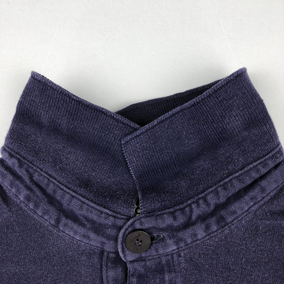 Lacoste striped long-sleeved polo shirt, men's size M (approx.) cotton navy blue type Vintage Second Hand