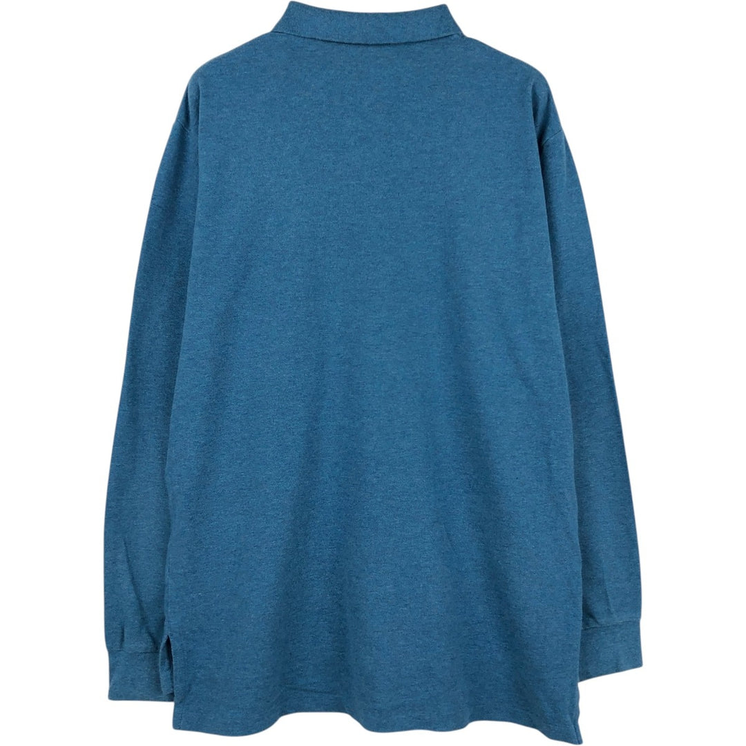 Ralph Lauren POLO RALPH LAUREN long-sleeved polo shirt, men's size L cotton turquoise blue Vintage Second Hand