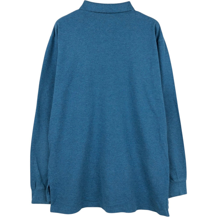 Ralph Lauren POLO RALPH LAUREN long-sleeved polo shirt, men's size L cotton turquoise blue Vintage Second Hand