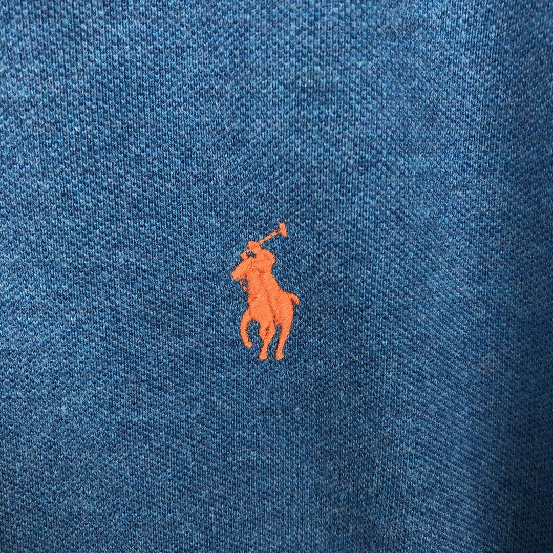 Ralph Lauren POLO RALPH LAUREN long-sleeved polo shirt, men's size L cotton turquoise blue Vintage Second Hand