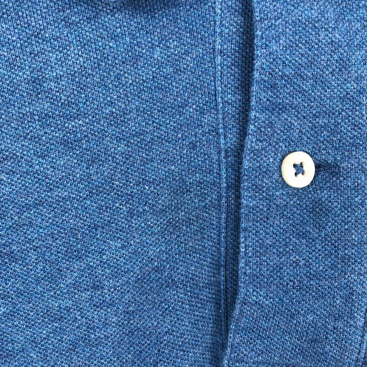 Ralph Lauren POLO RALPH LAUREN long-sleeved polo shirt, men's size L cotton turquoise blue Vintage Second Hand