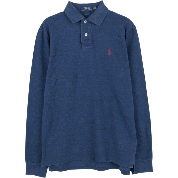 Ralph Lauren SLIM FIT Long-Sleeve Polo Shirt (Men's Size M) cotton navy blue type Vintage Second Hand