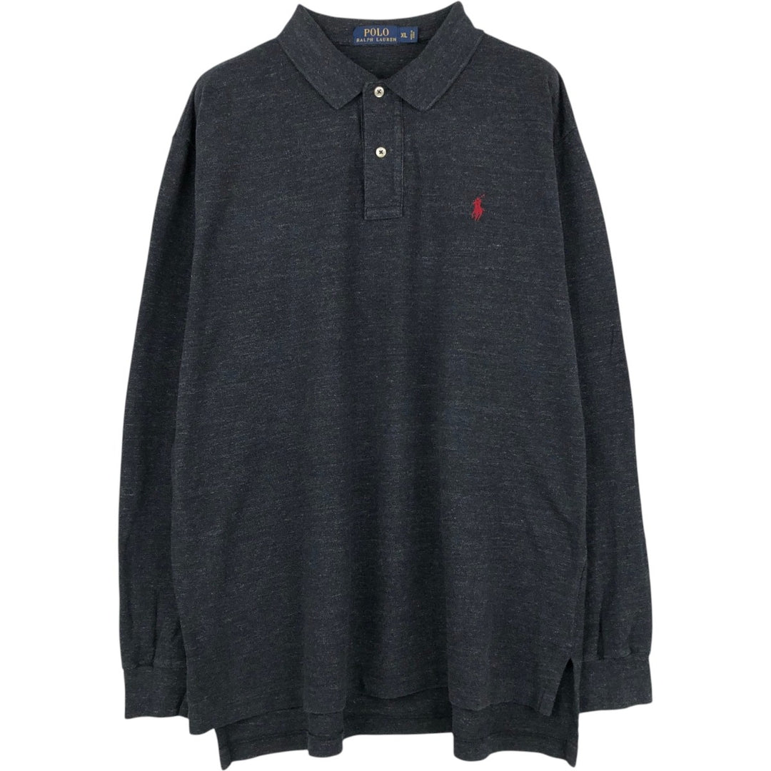 Ralph Lauren POLO RALPH LAUREN Long Sleeve Polo Shirt Men's XL cotton Charcoal Vintage Second Hand