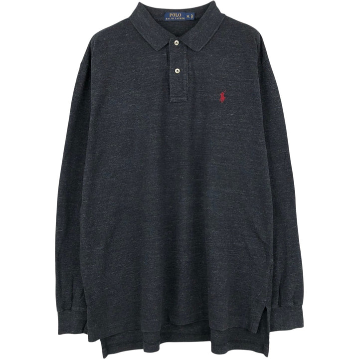 Ralph Lauren POLO RALPH LAUREN Long Sleeve Polo Shirt Men's XL cotton Charcoal Vintage Second Hand