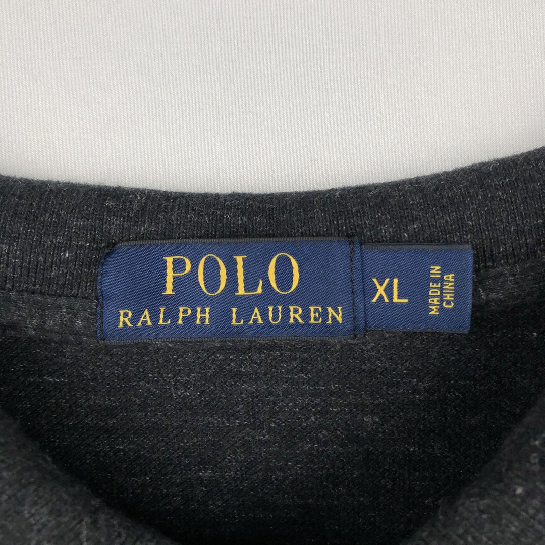 Ralph Lauren POLO RALPH LAUREN Long Sleeve Polo Shirt Men's XL cotton Charcoal Vintage Second Hand