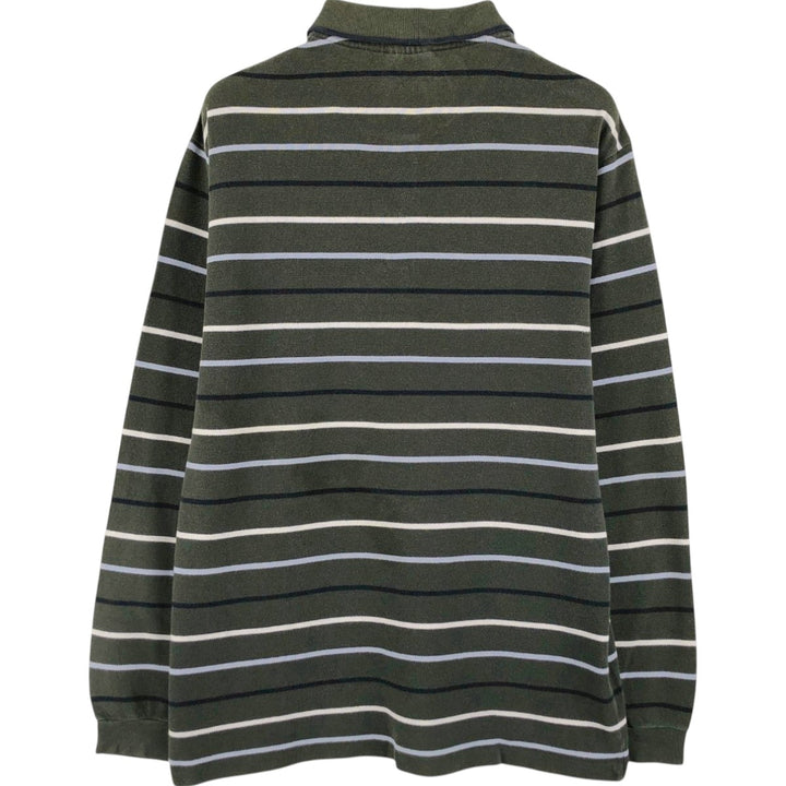 Lacoste long-sleeved striped polo shirt, size 4 (equivalent to men's M). cotton dark green Vintage Second Hand