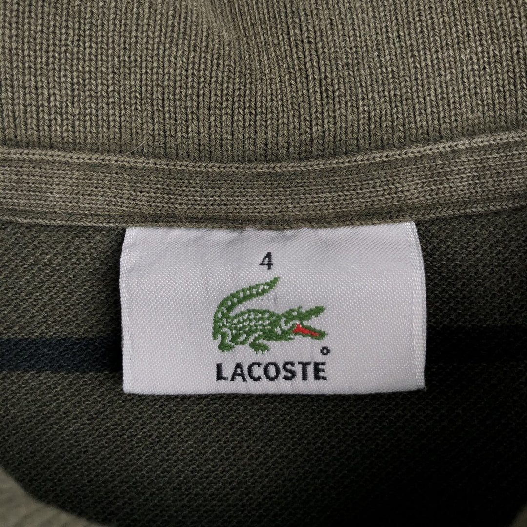 Lacoste long-sleeved striped polo shirt, size 4 (equivalent to men's M). cotton dark green Vintage Second Hand