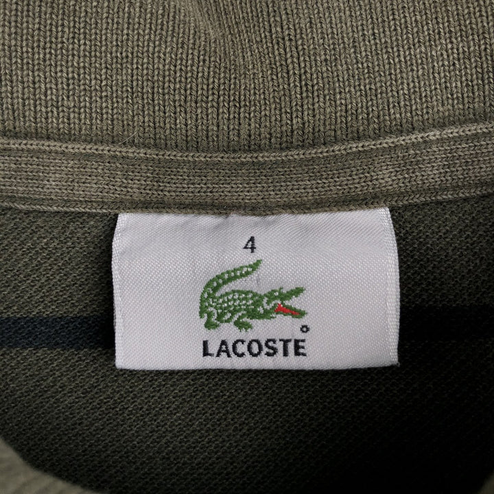 Lacoste long-sleeved striped polo shirt, size 4 (equivalent to men's M). cotton dark green Vintage Second Hand