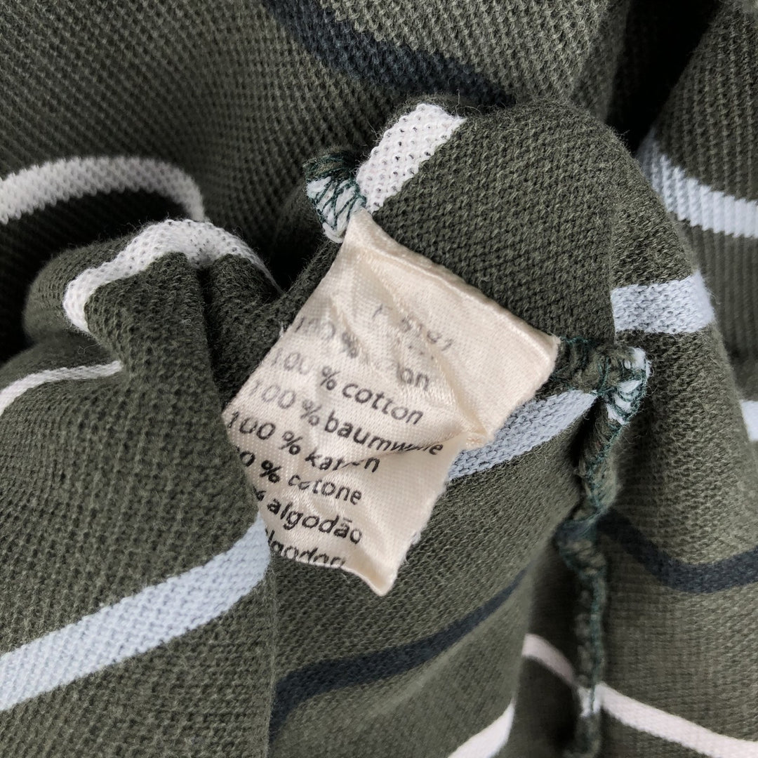 Lacoste long-sleeved striped polo shirt, size 4 (equivalent to men's M). cotton dark green Vintage Second Hand