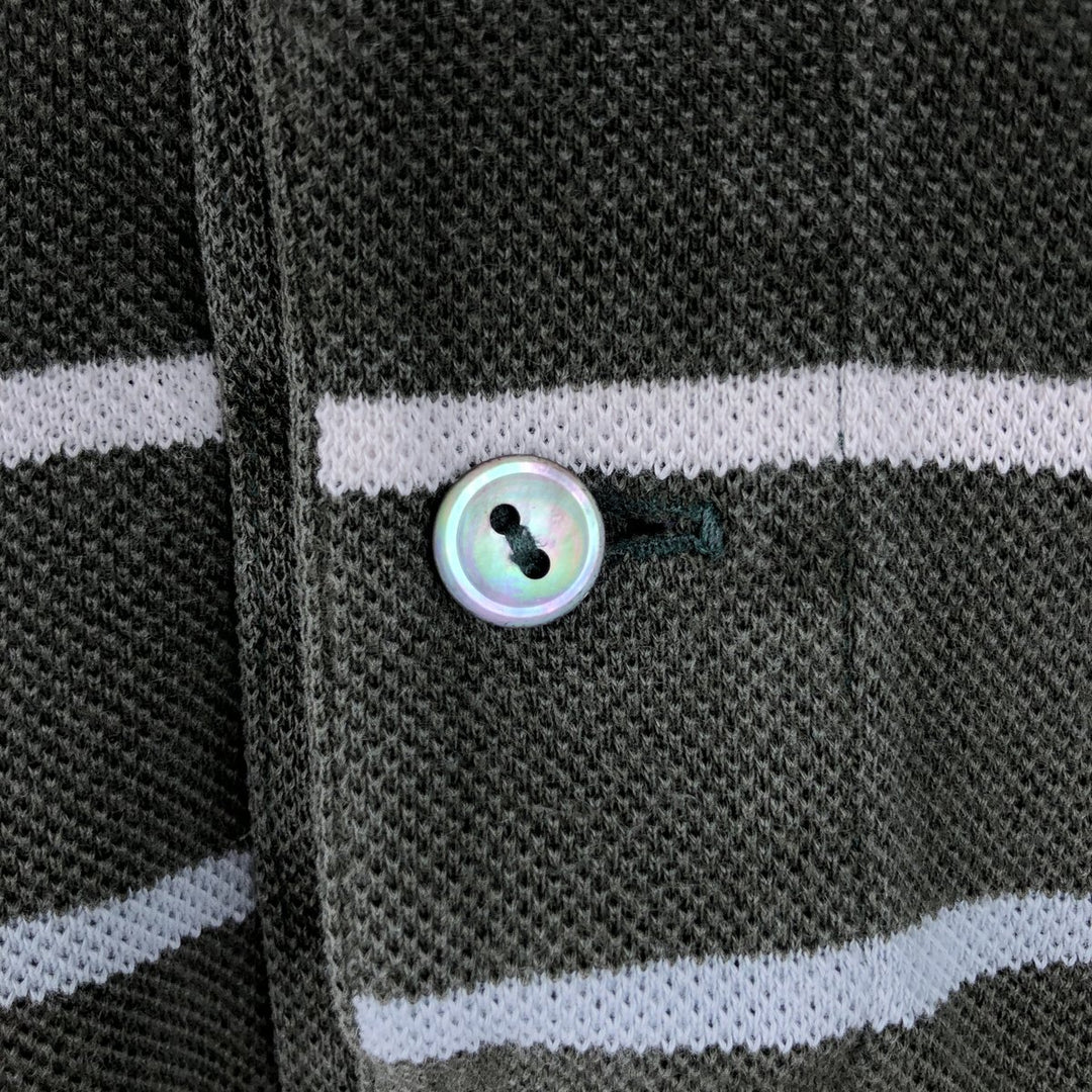 Lacoste long-sleeved striped polo shirt, size 4 (equivalent to men's M). cotton dark green Vintage Second Hand