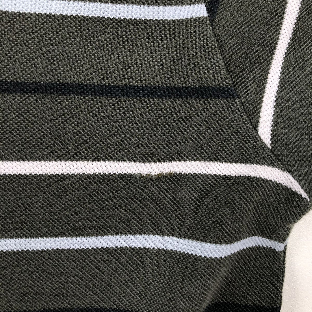 Lacoste long-sleeved striped polo shirt, size 4 (equivalent to men's M). cotton dark green Vintage Second Hand