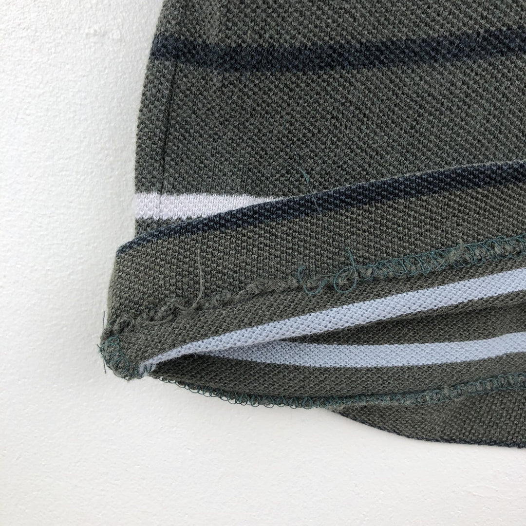 Lacoste long-sleeved striped polo shirt, size 4 (equivalent to men's M). cotton dark green Vintage Second Hand