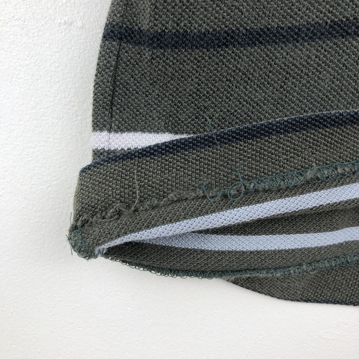 Lacoste long-sleeved striped polo shirt, size 4 (equivalent to men's M). cotton dark green Vintage Second Hand