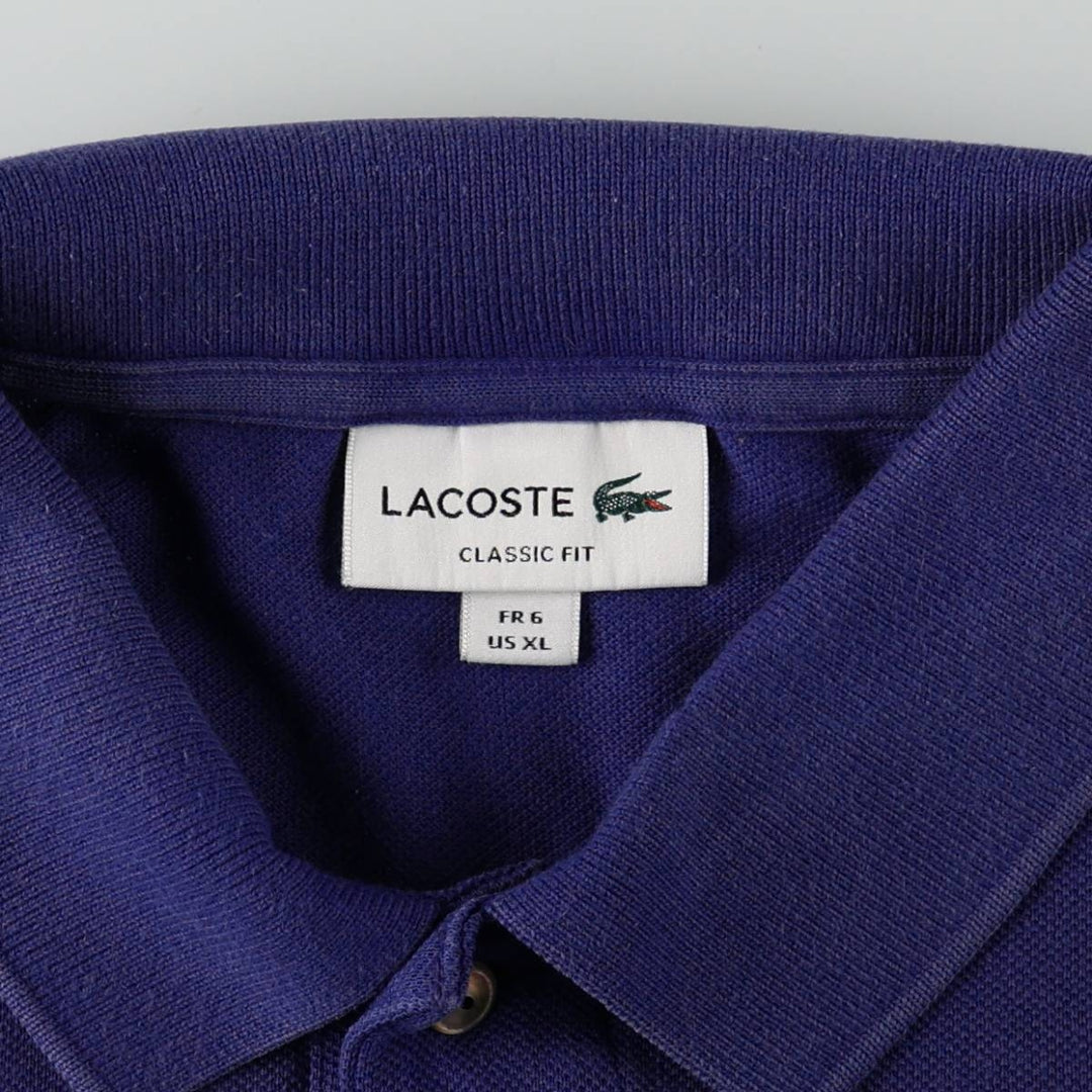 Lacoste Classic Fit Long Sleeve Polo Shirt, Men's Size XL cotton blue type Vintage Second Hand