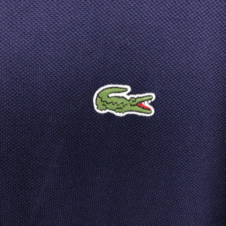 Lacoste SLIM FIT Long-Sleeve Polo Shirt, Men's Size M (approx.) cotton navy blue type Vintage Second Hand