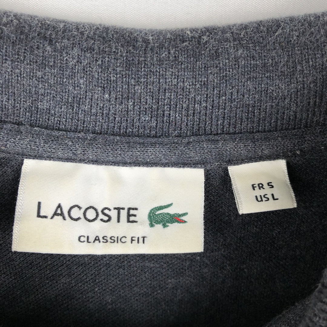 Lacoste long-sleeved polo shirt, men's size M (approx.) cotton Charcoal Vintage Second Hand