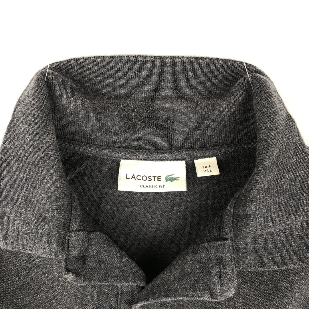Lacoste long-sleeved polo shirt, men's size M (approx.) cotton Charcoal Vintage Second Hand