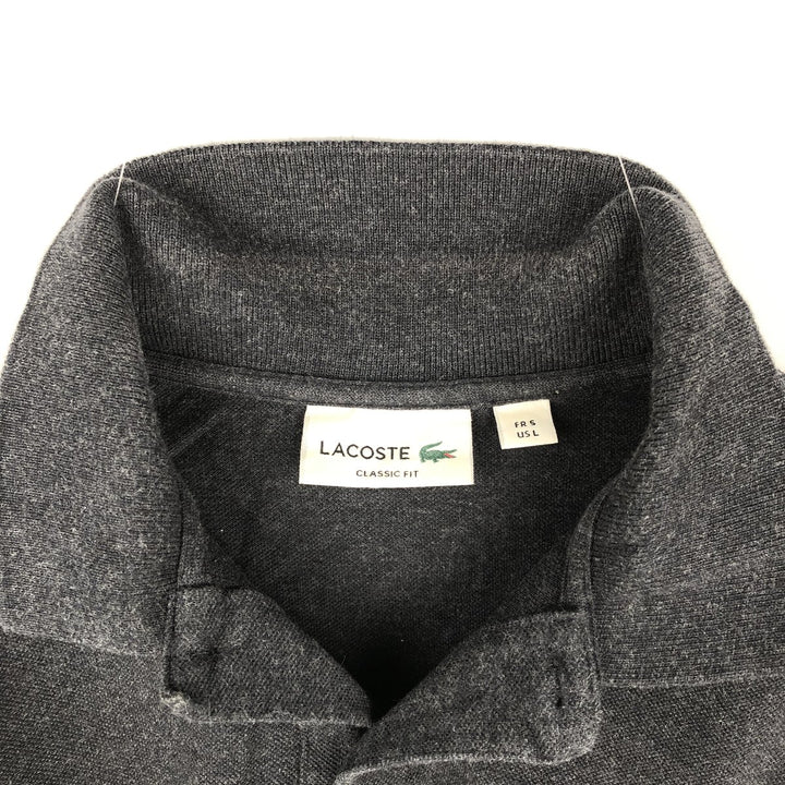 Lacoste long-sleeved polo shirt, men's size M (approx.) cotton Charcoal Vintage Second Hand