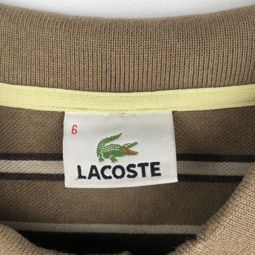 Lacoste LACOSTE Long Sleeve Striped Polo Shirt Size 6 Men's XL cotton Khaki type sage green Vintage Second Hand