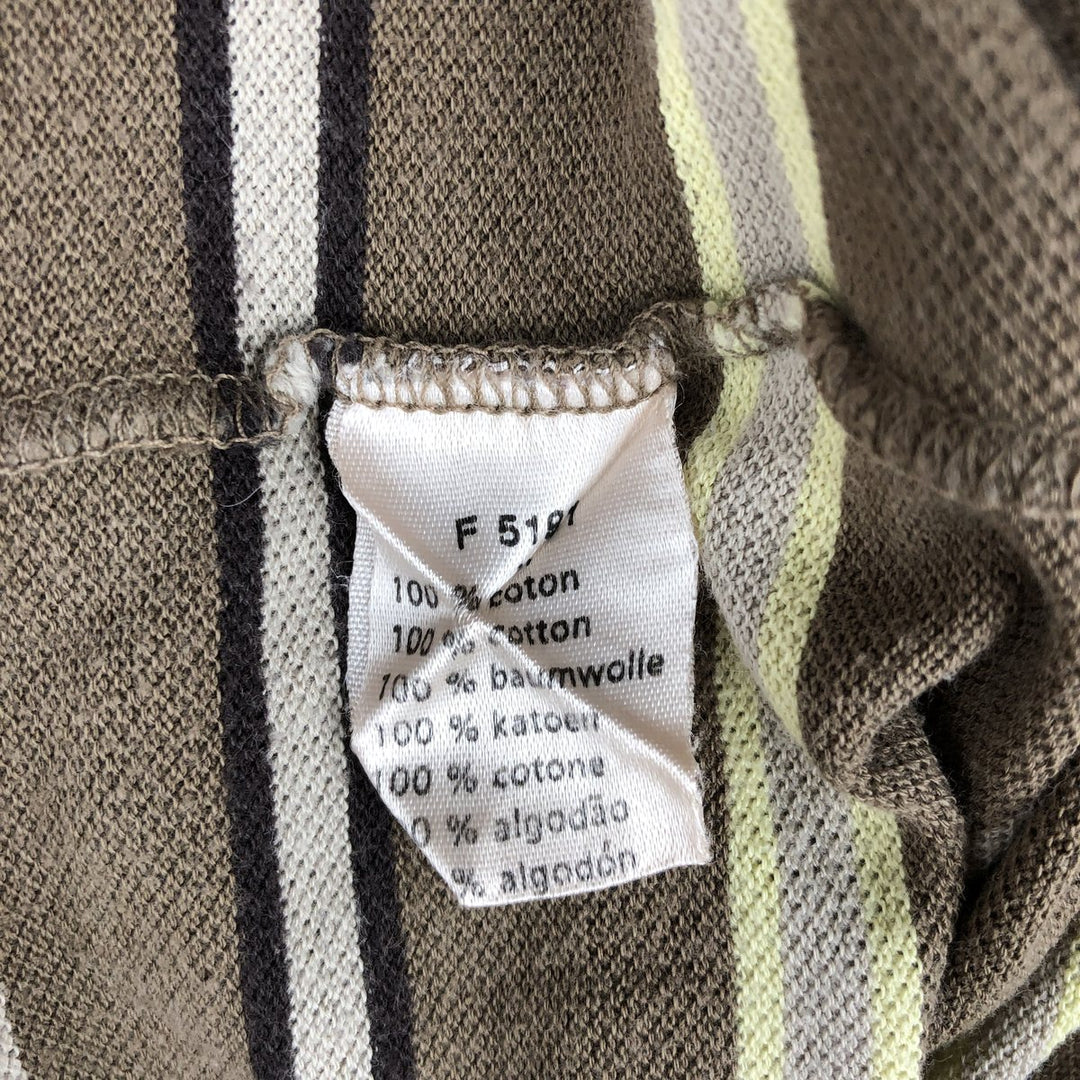 Lacoste LACOSTE Long Sleeve Striped Polo Shirt Size 6 Men's XL cotton Khaki type sage green Vintage Second Hand