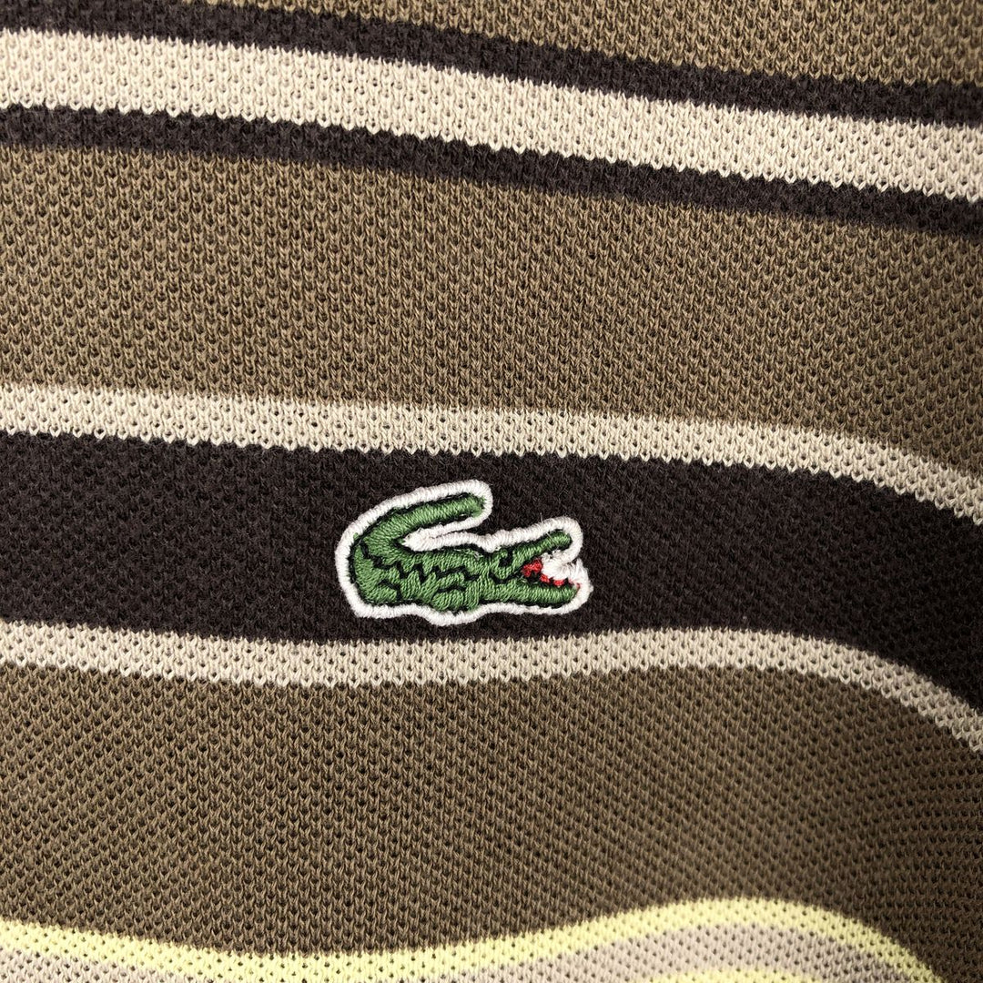 Lacoste LACOSTE Long Sleeve Striped Polo Shirt Size 6 Men's XL cotton Khaki type sage green Vintage Second Hand