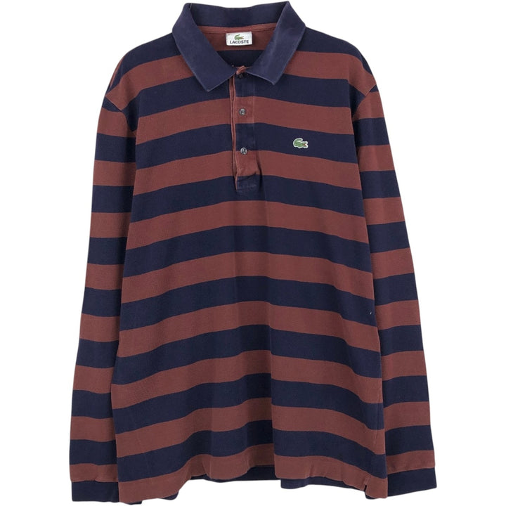 Lacoste LACOSTE Long Sleeve Striped Polo Shirt Size 6 Men's XL cotton brown type Vintage Second Hand