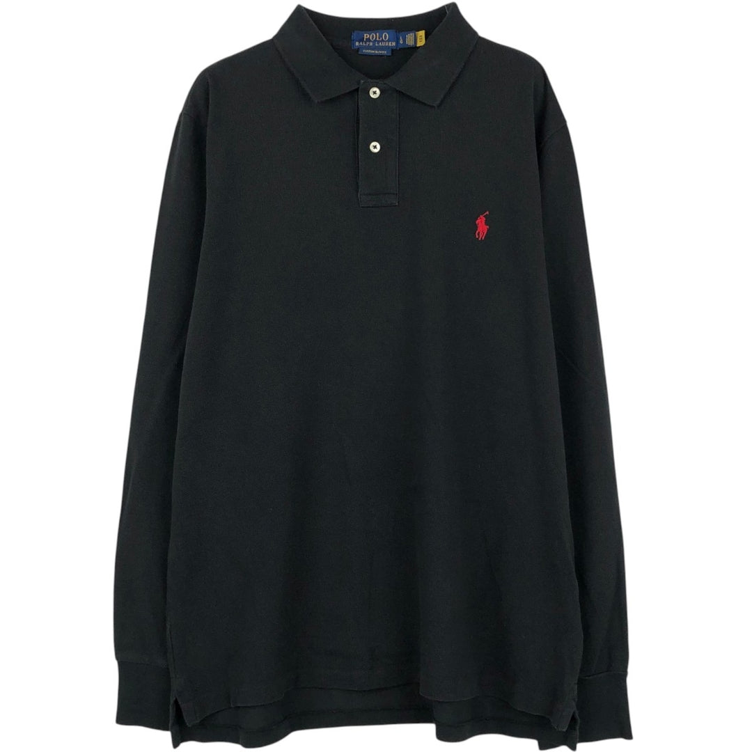 Ralph Lauren POLO RALPH LAUREN long-sleeved polo shirt, men's size L cotton black type Vintage Second Hand