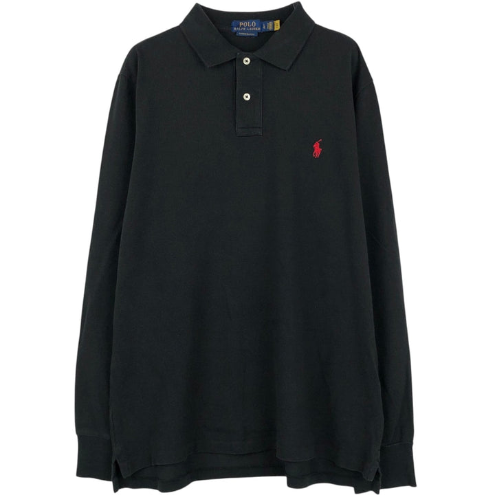 Ralph Lauren POLO RALPH LAUREN long-sleeved polo shirt, men's size L cotton black type Vintage Second Hand