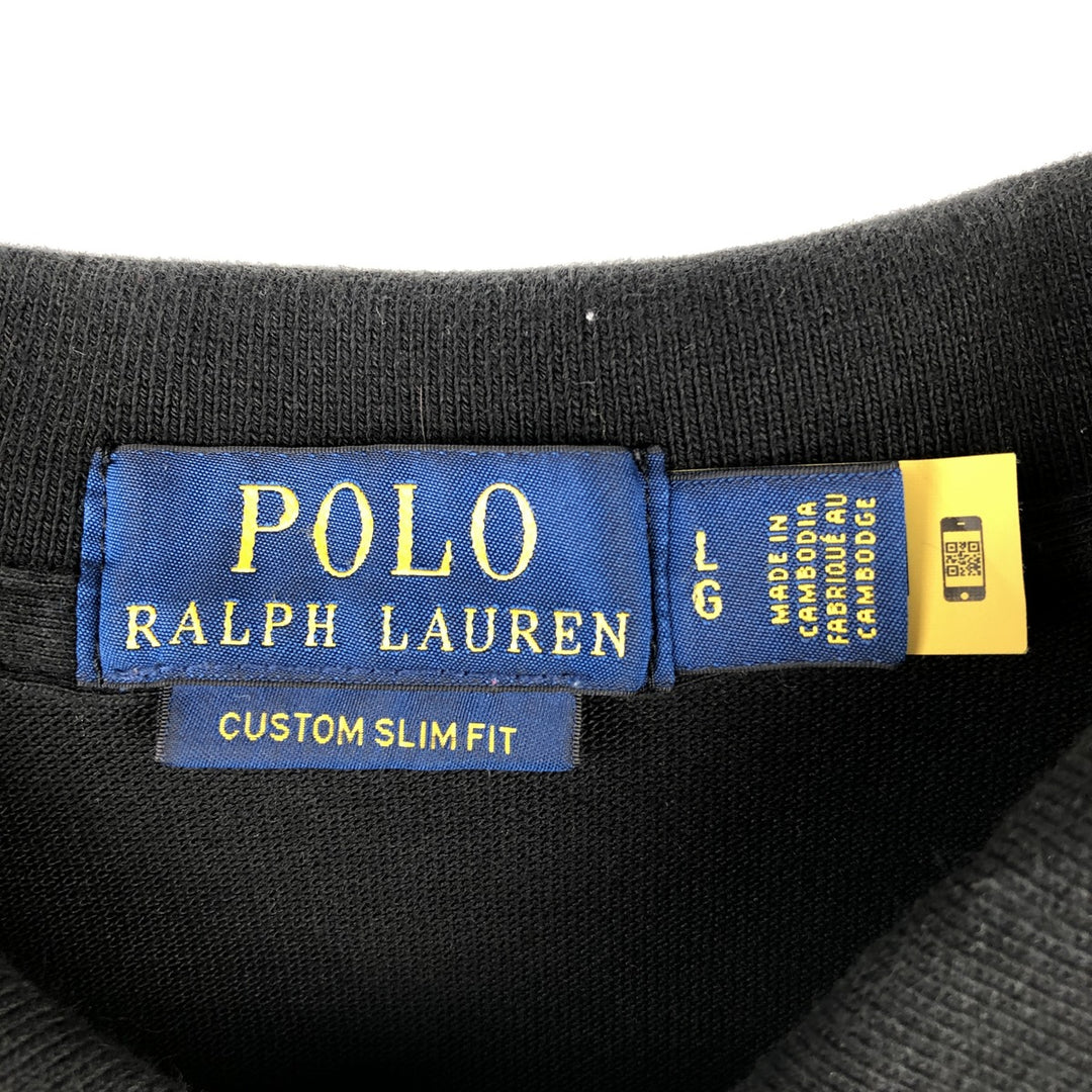 Ralph Lauren POLO RALPH LAUREN long-sleeved polo shirt, men's size L cotton black type Vintage Second Hand
