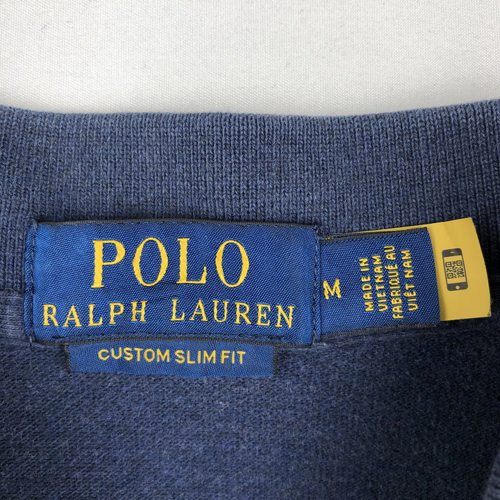 Ralph Lauren CUSTOM SLIM FIT Long-Sleeve Polo Shirt, Men's Size M (approx.) cotton navy blue type Vintage Second Hand