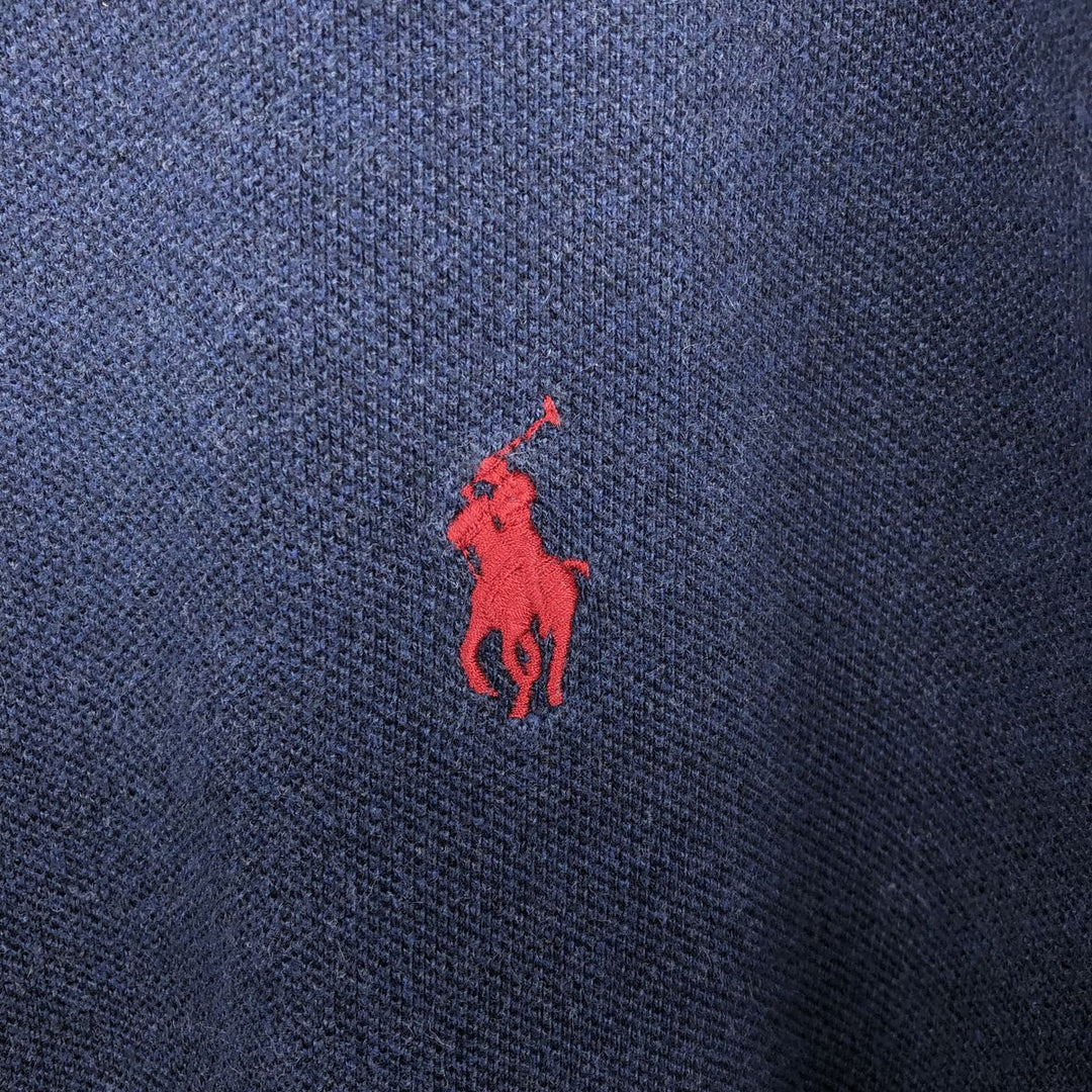 Ralph Lauren CUSTOM SLIM FIT Long-Sleeve Polo Shirt, Men's Size M (approx.) cotton navy blue type Vintage Second Hand