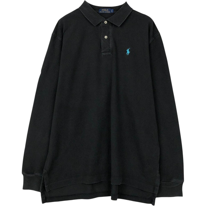 Ralph Lauren POLO RALPH LAUREN long-sleeved polo shirt, men's size L cotton black type Vintage Second Hand