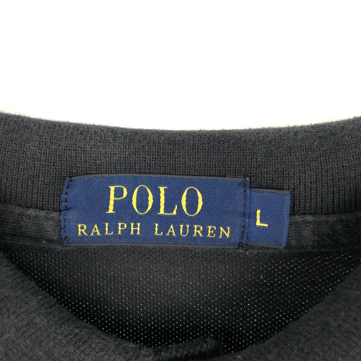 Ralph Lauren POLO RALPH LAUREN long-sleeved polo shirt, men's size L cotton black type Vintage Second Hand