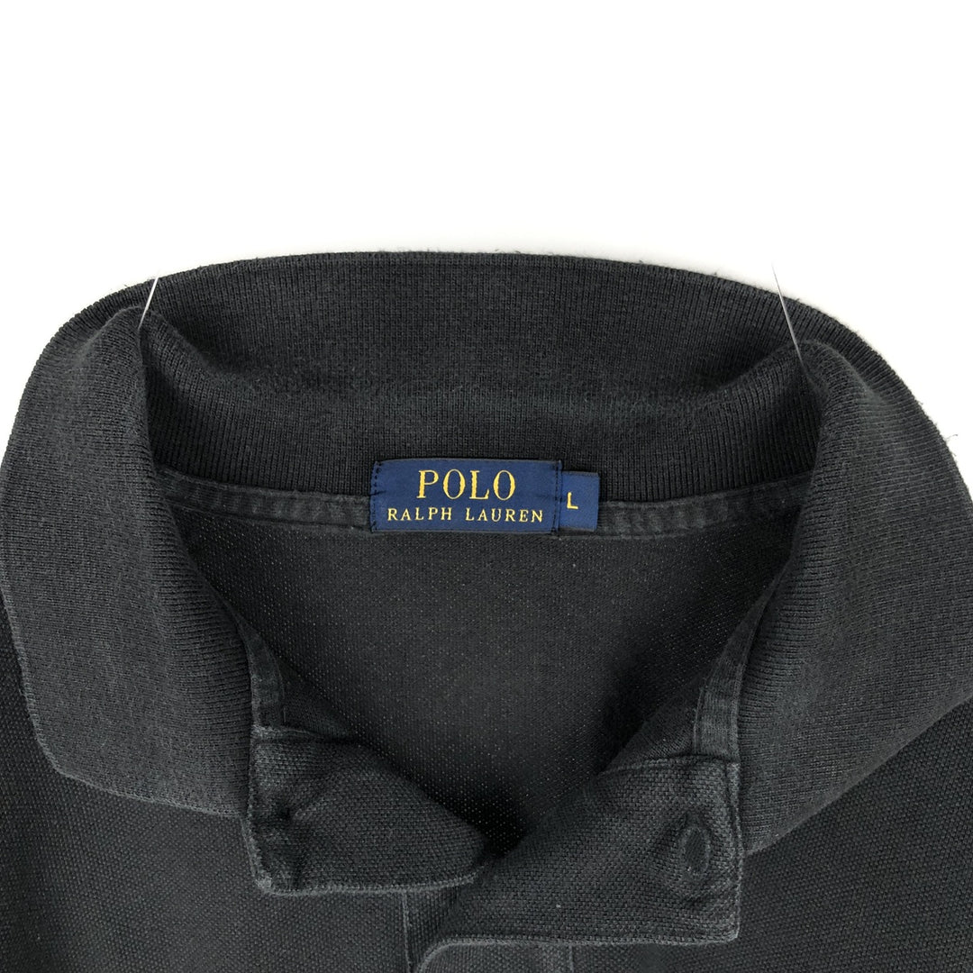 Ralph Lauren POLO RALPH LAUREN long-sleeved polo shirt, men's size L cotton black type Vintage Second Hand