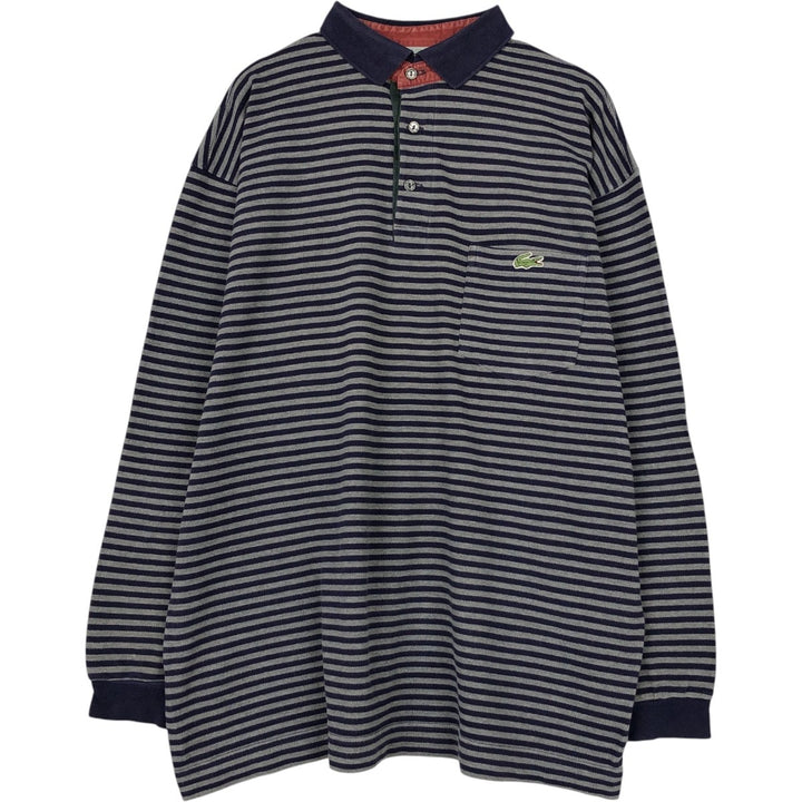 Lacoste long-sleeved polo shirt, made in Spain, size 7 (equivalent to men's XXL). cotton navy blue type Vintage Second Hand