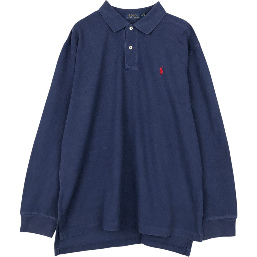 Ralph Lauren POLO RALPH LAUREN Long Sleeve Polo Shirt Men's XL cotton navy blue type Vintage Second Hand
