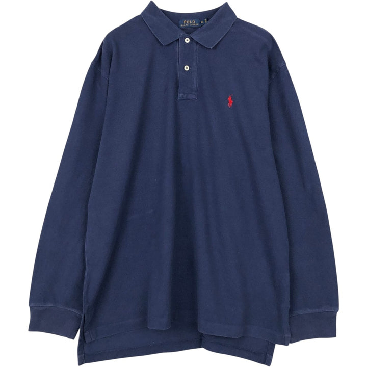Ralph Lauren POLO RALPH LAUREN Long Sleeve Polo Shirt Men's XL cotton navy blue type Vintage Second Hand