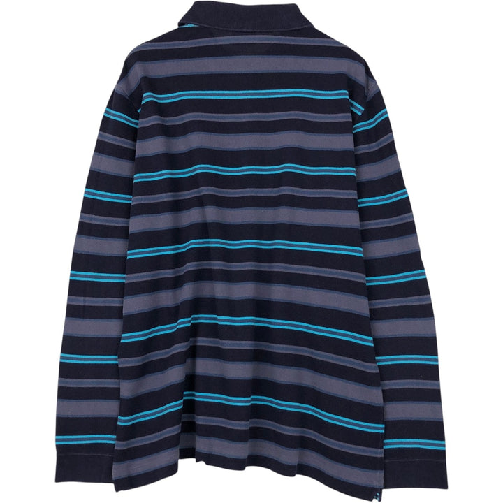 Lacoste Multi-stripe Long-Sleeve Striped Polo Shirt, Size 6 (Men's XL equivalent) cotton navy blue type Vintage Second Hand