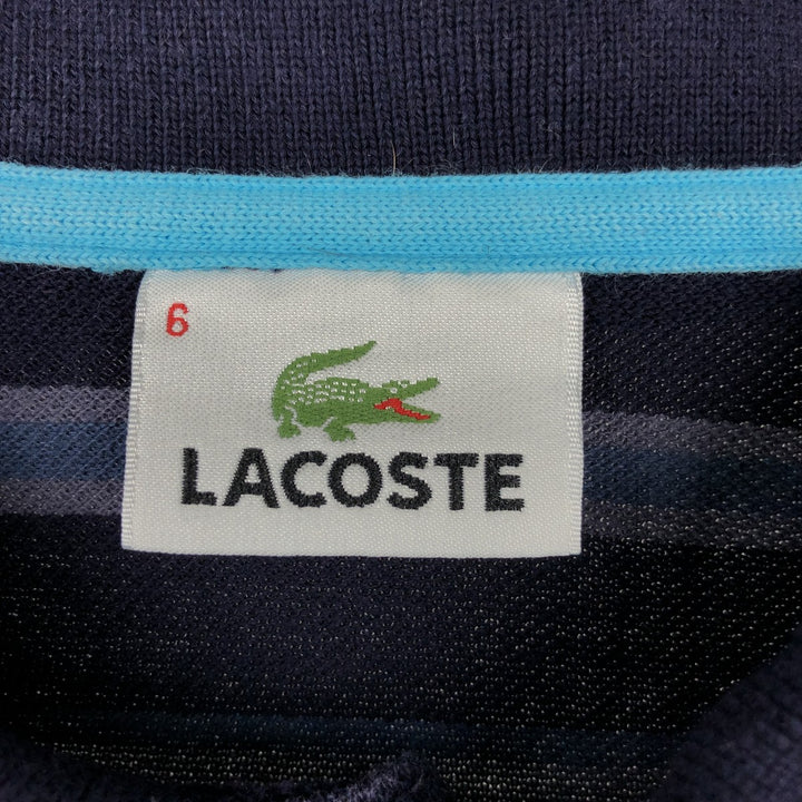 Lacoste Multi-stripe Long-Sleeve Striped Polo Shirt, Size 6 (Men's XL equivalent) cotton navy blue type Vintage Second Hand