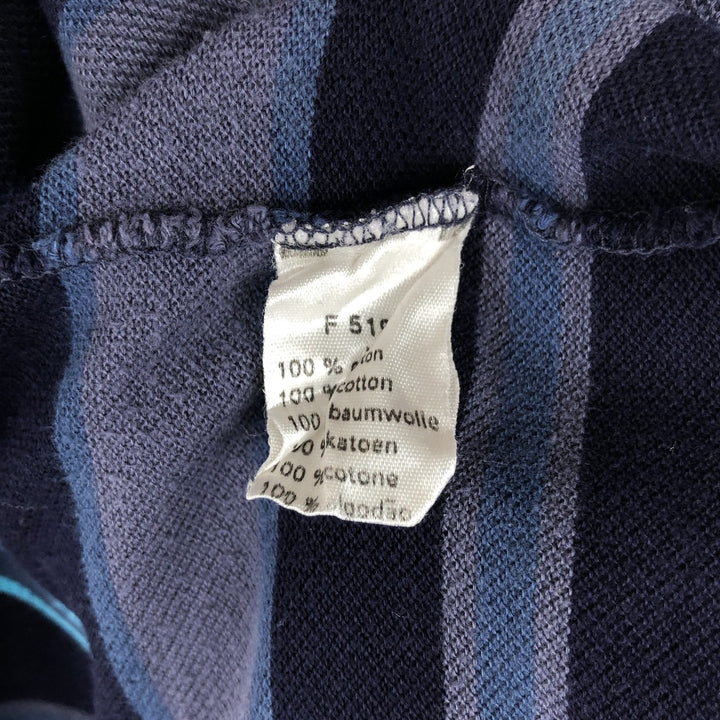 Lacoste Multi-stripe Long-Sleeve Striped Polo Shirt, Size 6 (Men's XL equivalent) cotton navy blue type Vintage Second Hand