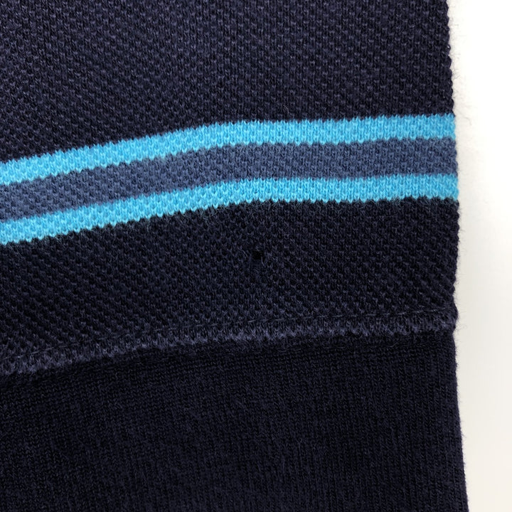 Lacoste Multi-stripe Long-Sleeve Striped Polo Shirt, Size 6 (Men's XL equivalent) cotton navy blue type Vintage Second Hand
