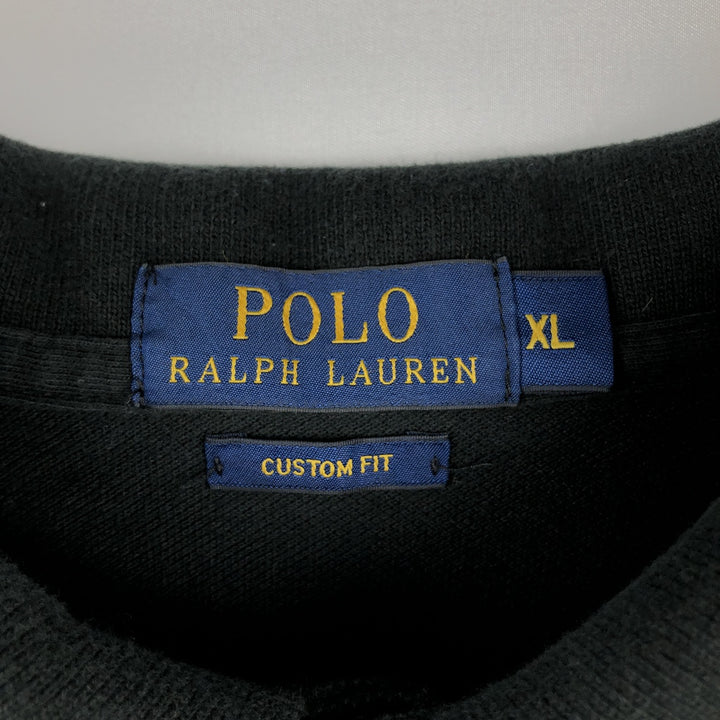 Ralph Lauren CUSTOM FIT Long-Sleeve Polo Shirt, Men's Size XL (approx.) cotton black type Vintage Second Hand