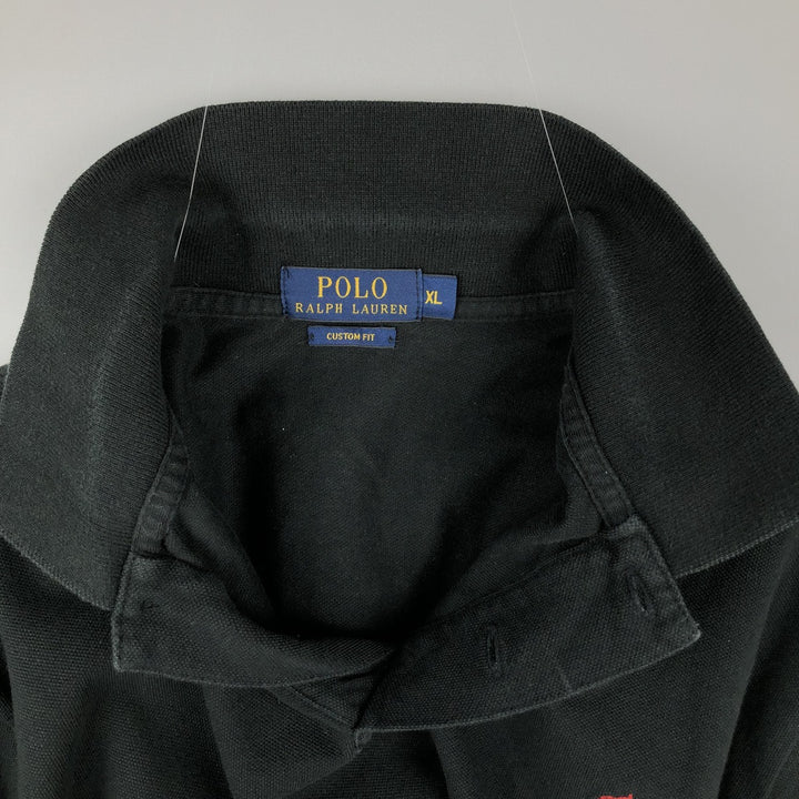 Ralph Lauren CUSTOM FIT Long-Sleeve Polo Shirt, Men's Size XL (approx.) cotton black type Vintage Second Hand