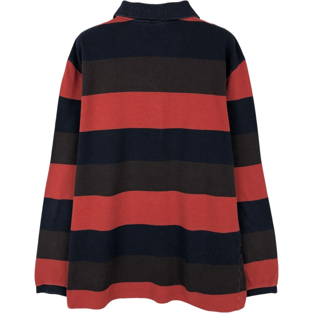 Lacoste Multi-stripe Long-Sleeve Striped Polo Shirt, Size 5 (Men's M equivalent) cotton brown type Vintage Second Hand