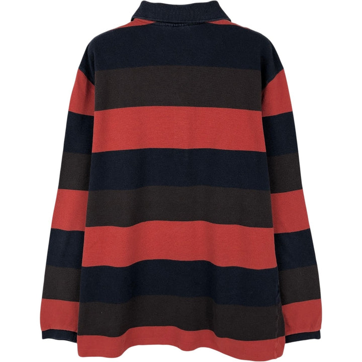 Lacoste Multi-stripe Long-Sleeve Striped Polo Shirt, Size 5 (Men's M equivalent) cotton brown type Vintage Second Hand