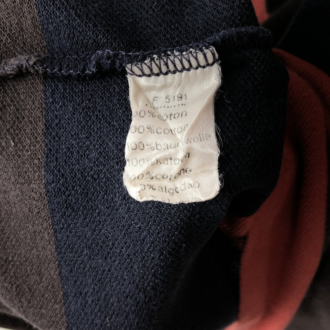 Lacoste Multi-stripe Long-Sleeve Striped Polo Shirt, Size 5 (Men's M equivalent) cotton brown type Vintage Second Hand