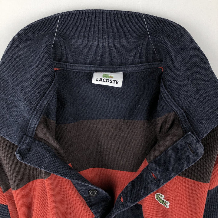 Lacoste Multi-stripe Long-Sleeve Striped Polo Shirt, Size 5 (Men's M equivalent) cotton brown type Vintage Second Hand
