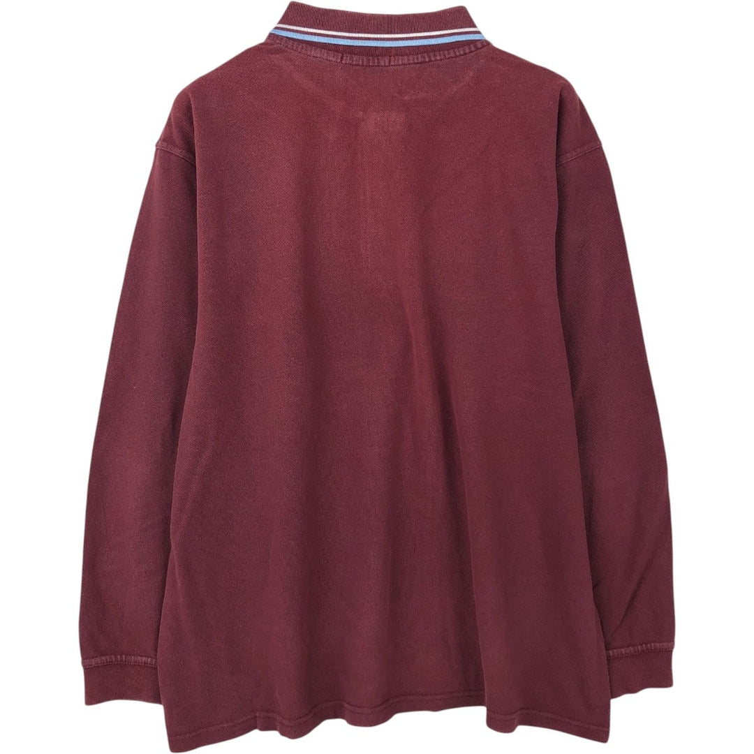 Fred Perry long-sleeved polo shirt, men's size XL (approx.) cotton wine-red Vintage Second Hand