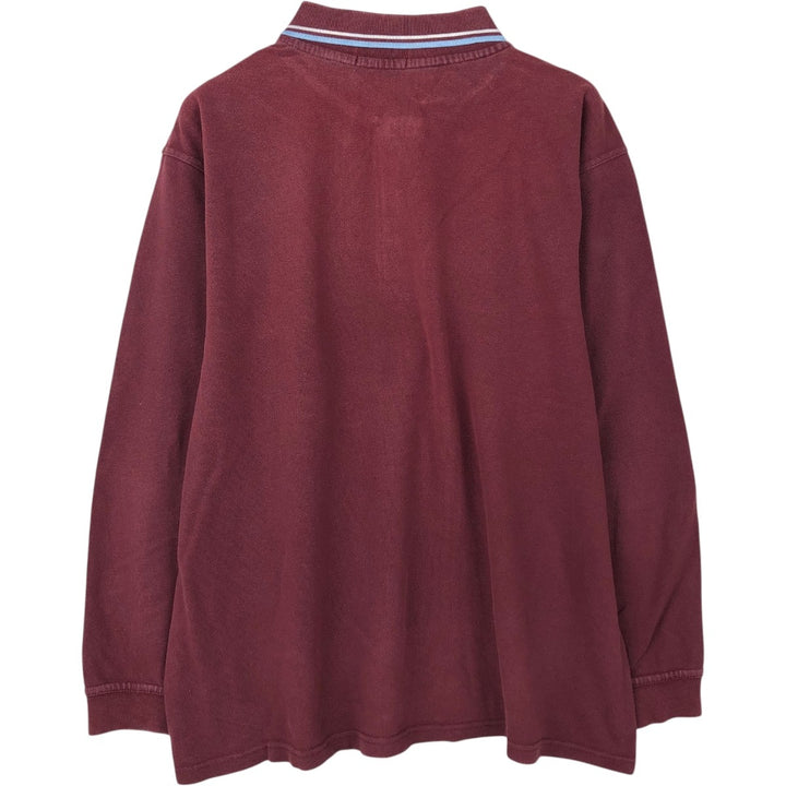 Fred Perry long-sleeved polo shirt, men's size XL (approx.) cotton wine-red Vintage Second Hand